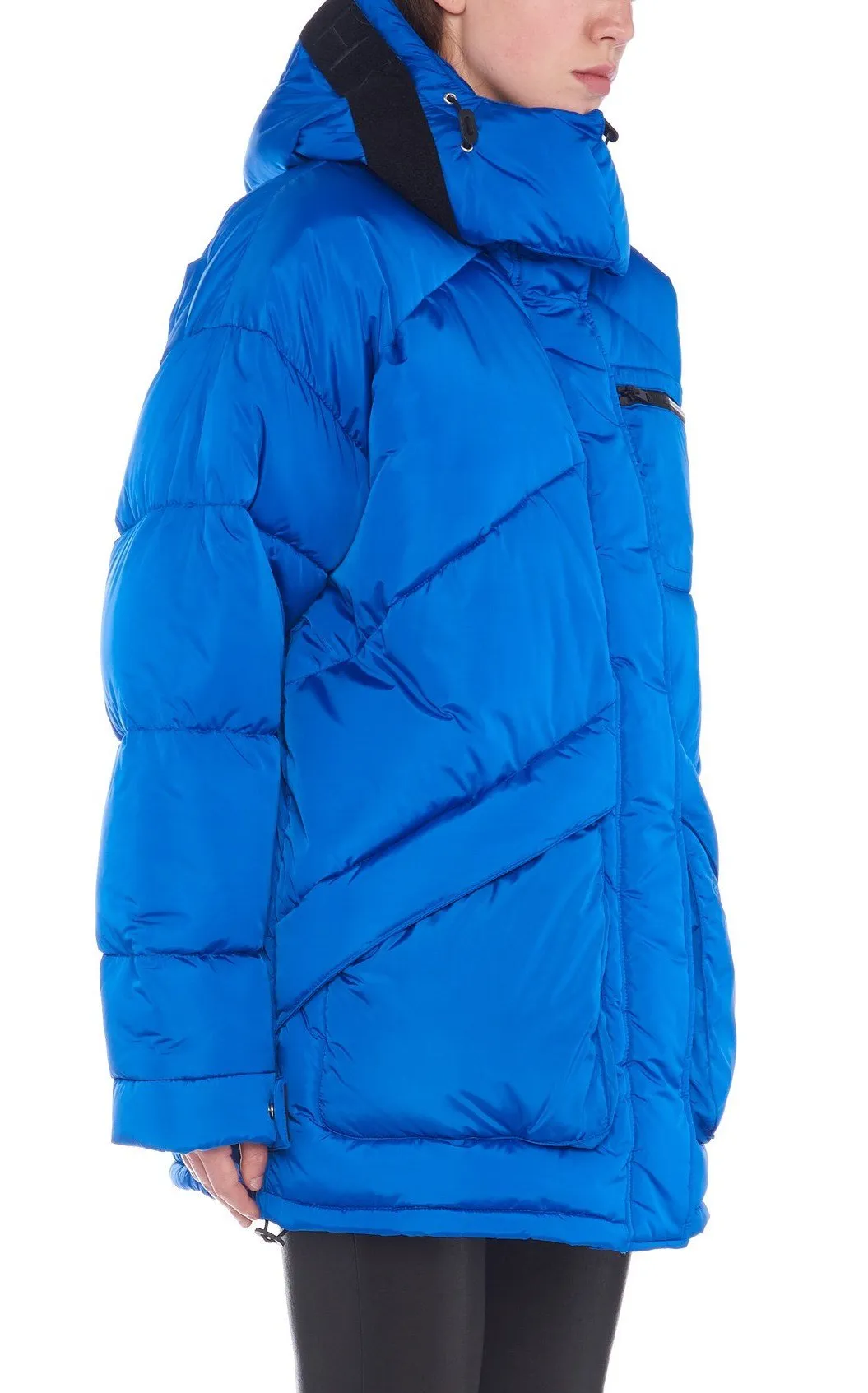 Embroidered Puffer Down Coat, Blue