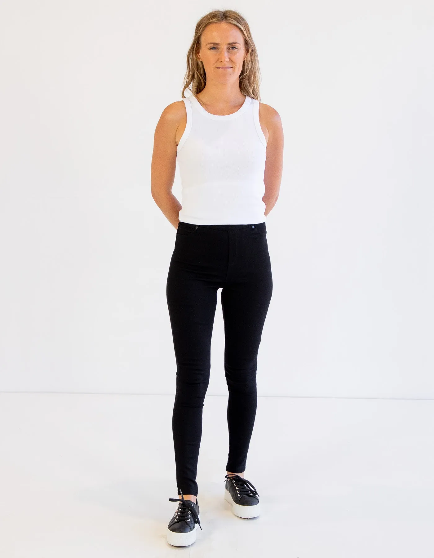 Emmett High Waist Stretch Pant in Black