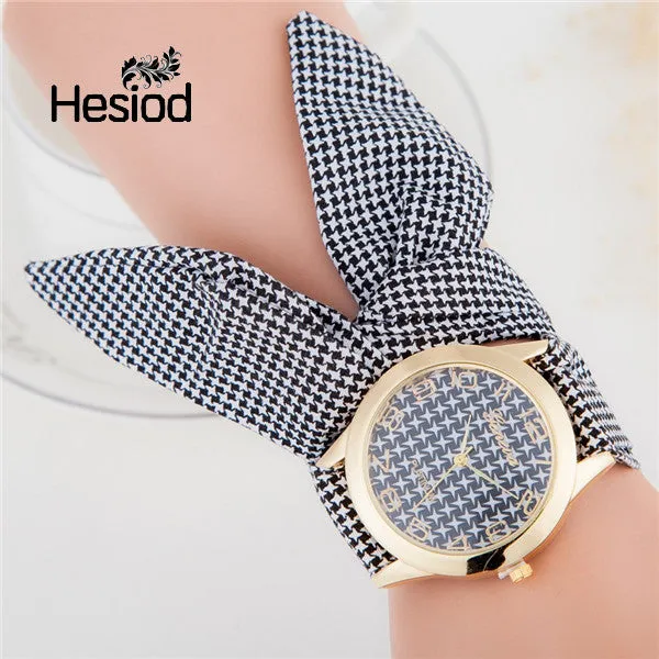 Famous Brand Watch Women Gold Fashion Watch Fabric Quartz Watch Ladies Flower Cloth Wrist Watch For Girls Gift