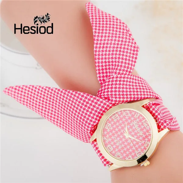 Famous Brand Watch Women Gold Fashion Watch Fabric Quartz Watch Ladies Flower Cloth Wrist Watch For Girls Gift