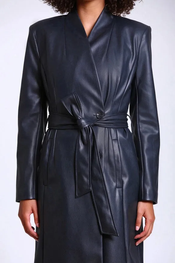 Faux-Ever Leather™ Overlap Collar Coat