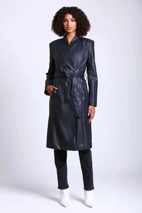 Faux-Ever Leather™ Overlap Collar Coat