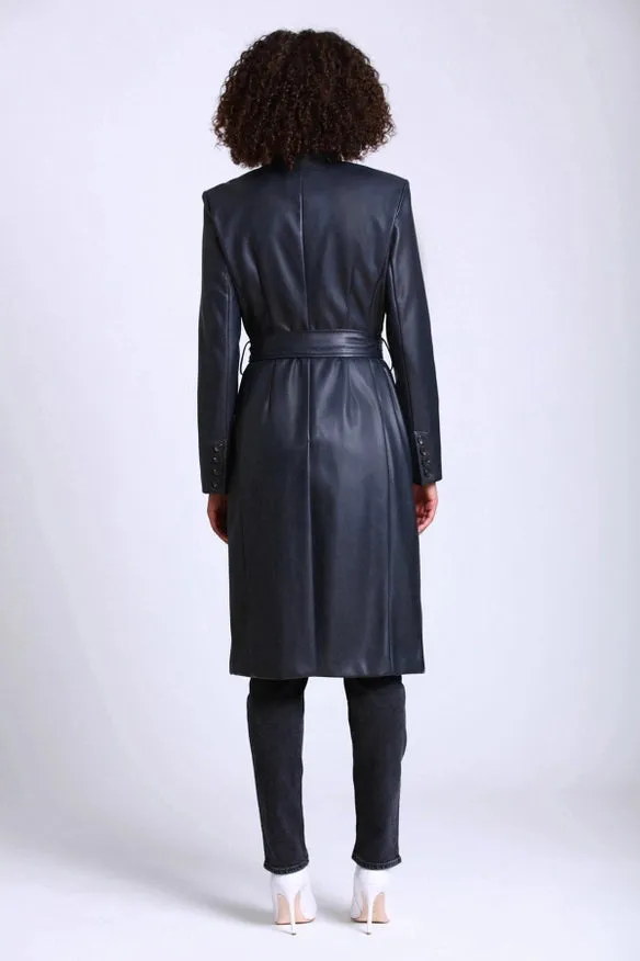 Faux-Ever Leather™ Overlap Collar Coat