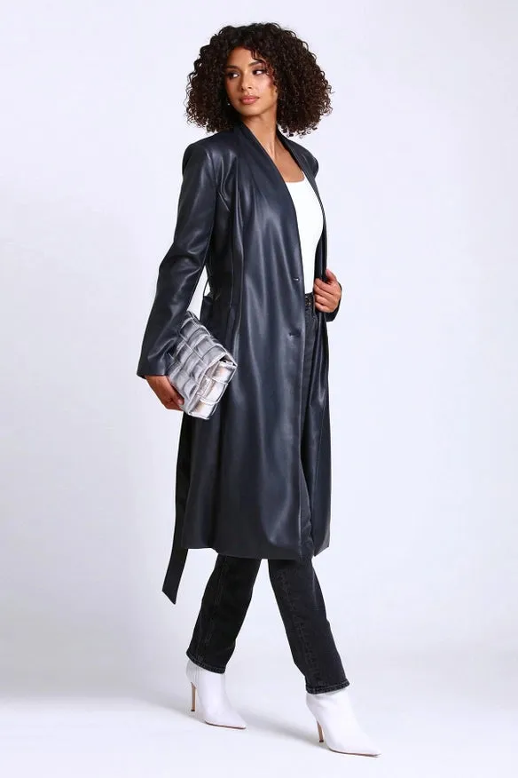 Faux-Ever Leather™ Overlap Collar Coat