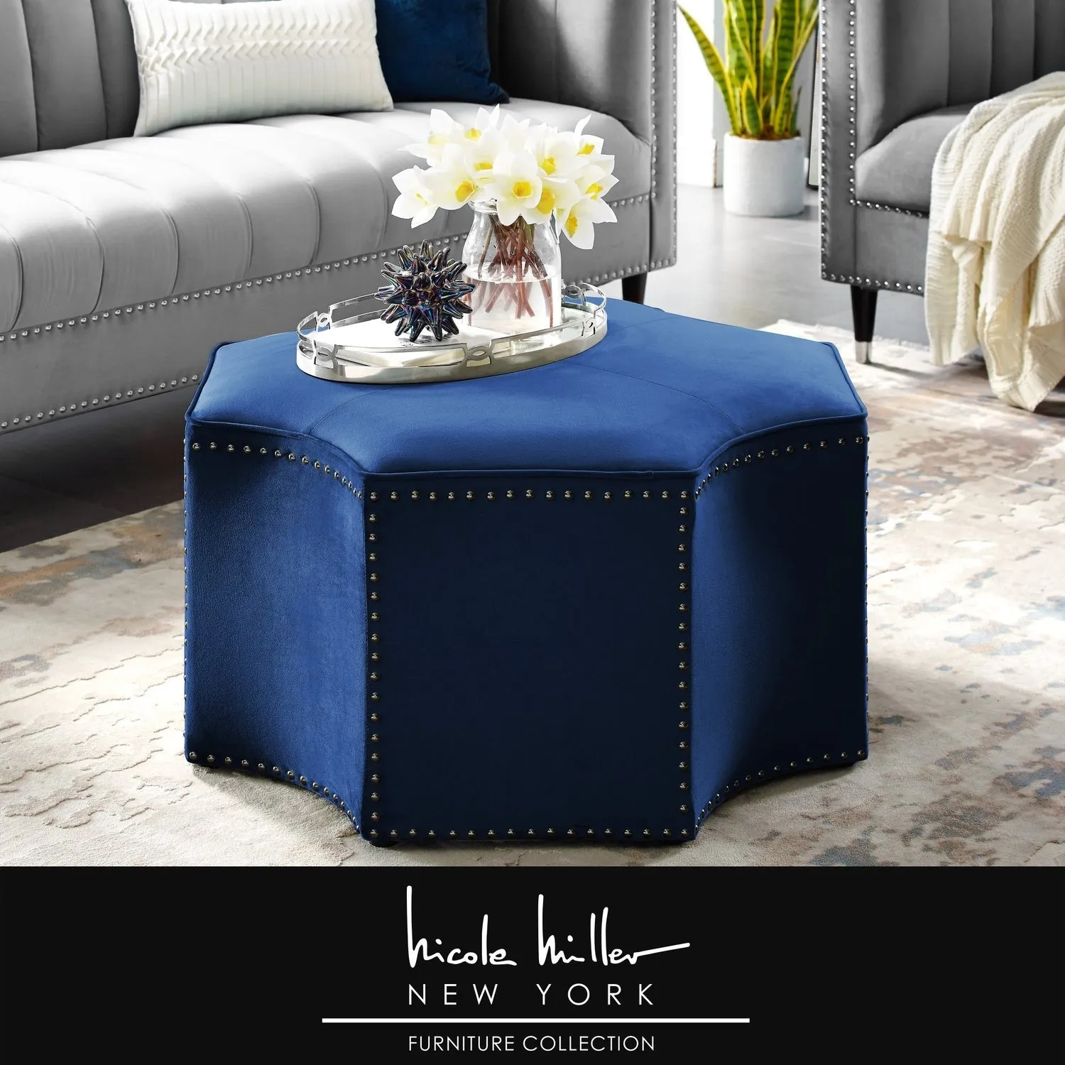 Fiorella Velvet Cocktail Ottoman