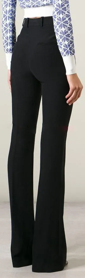 Flared-Leg Dress Pants-Black