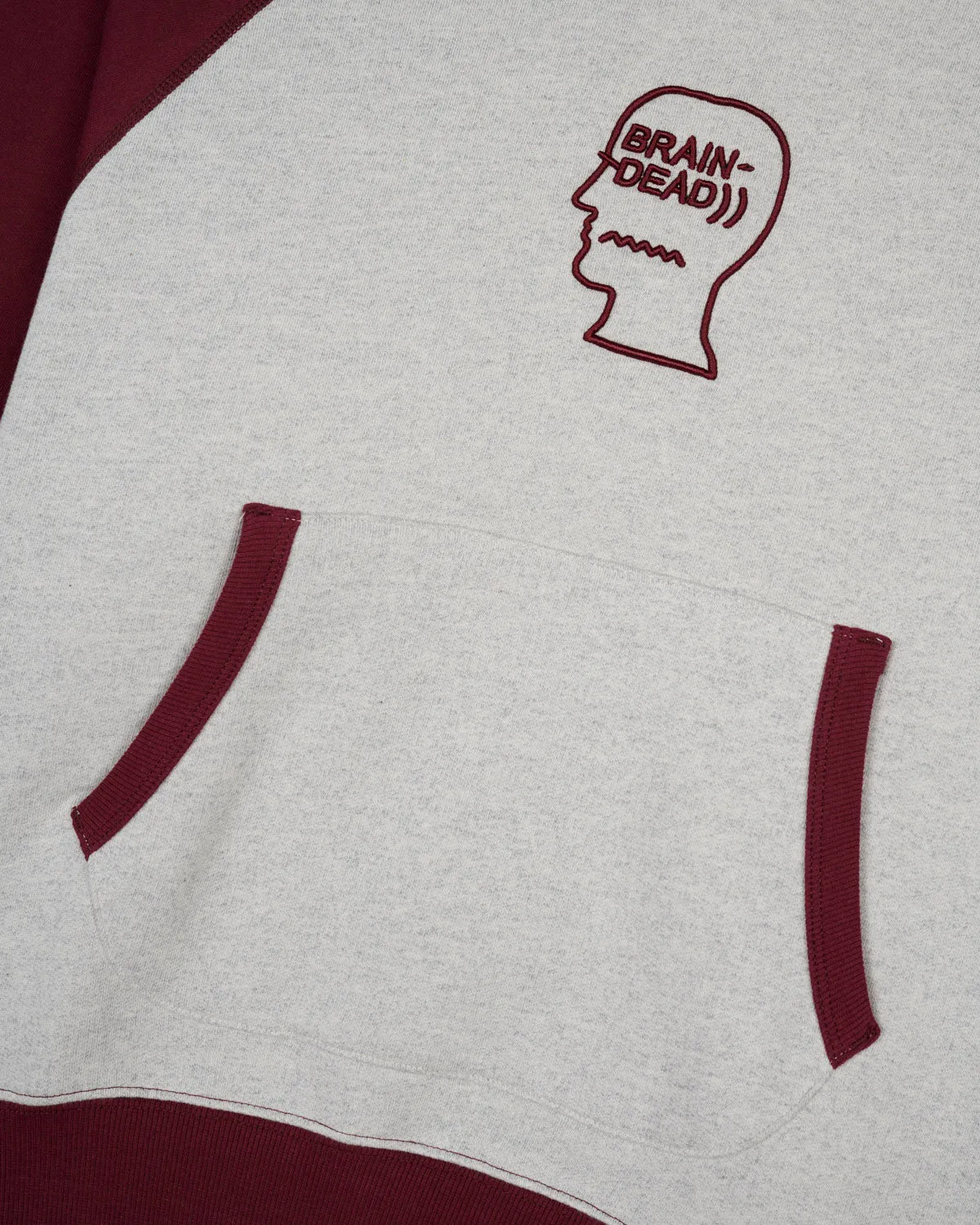 Fleece Logo Head Raglan Hoodie - Oatmeal Maroon