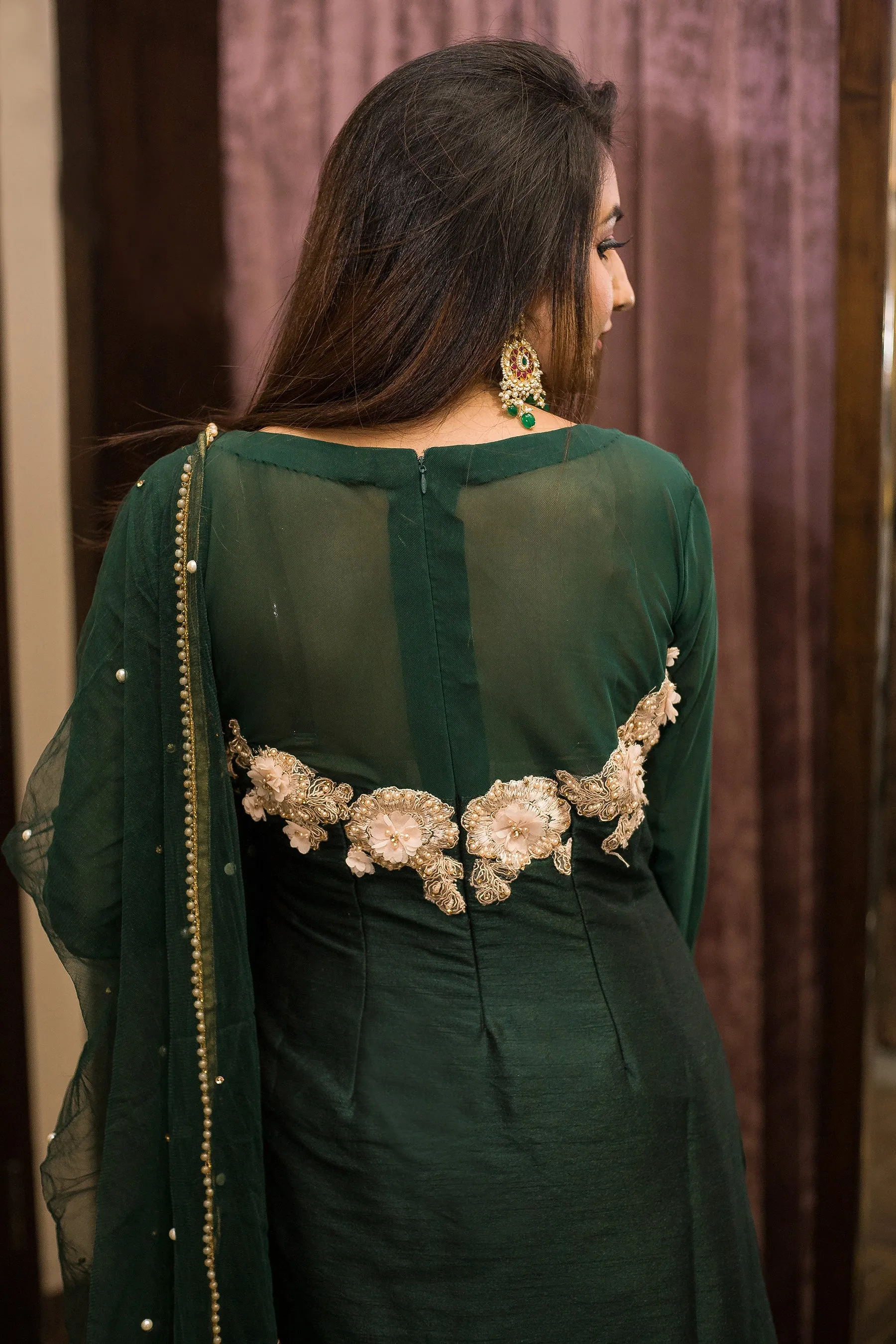 Forest Green Embroidered Salwar Suit