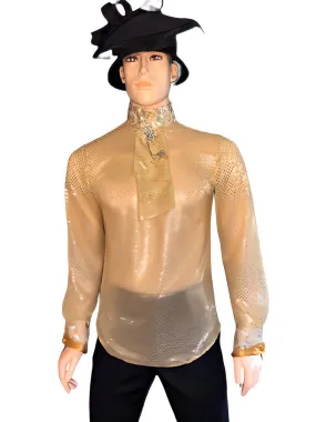 Formal Sequined Knit Men’s Shirt With Detachable Jabot in S M L XL 2XL 3XL