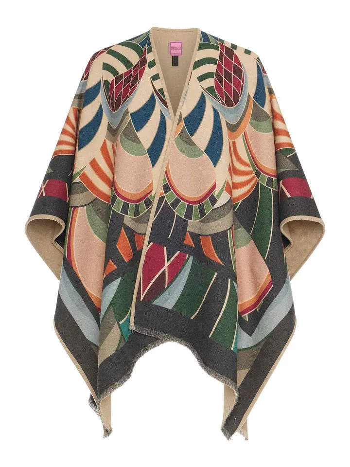 FRANCO FERRARI - PSYCHEDELIC PRINT WOOL PONCHO