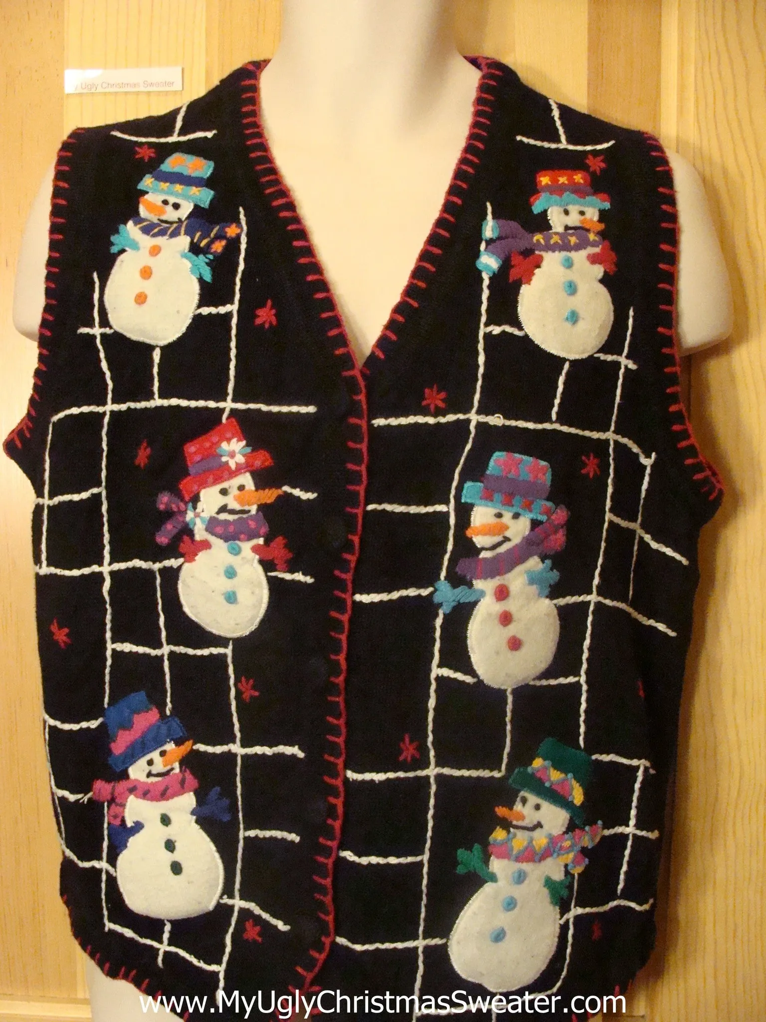 Funny Christmas Sweater Vest Carrot Nosed Snowmen