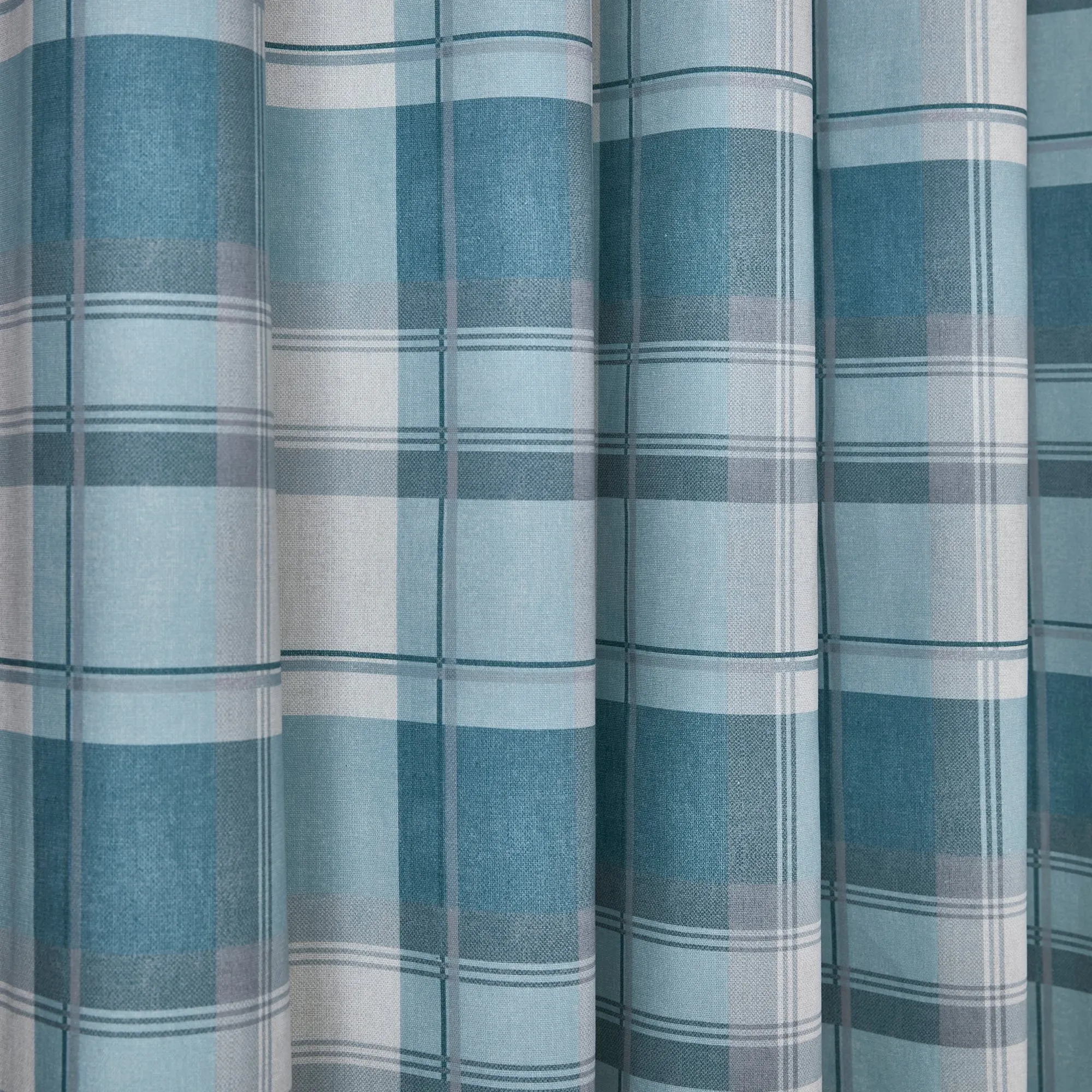 Fusion Balmoral Check Eyelet Curtains  - Duck Egg