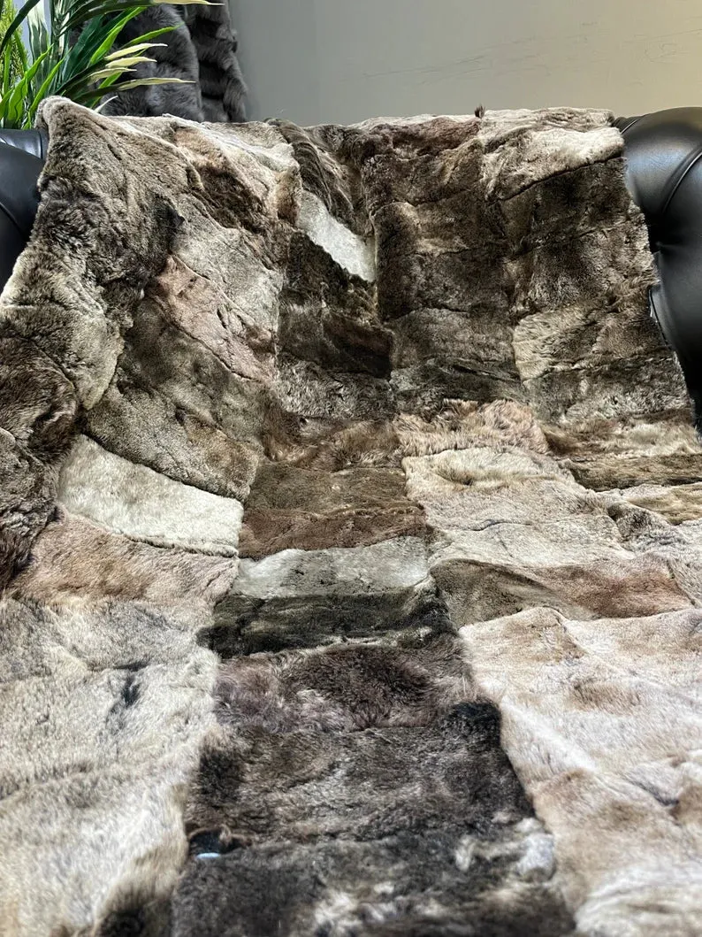 Genuine Fur Luxury Throw for Bedroom, Natural Sheepskin Shaggy Blanket