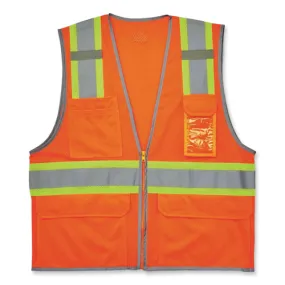 Glowear 8246z Class 2 Two-tone Mesh Reflective Binding Zipper Vest, Polyester, 4xl/5xl, Orange, Ships In 1-3 Business Days