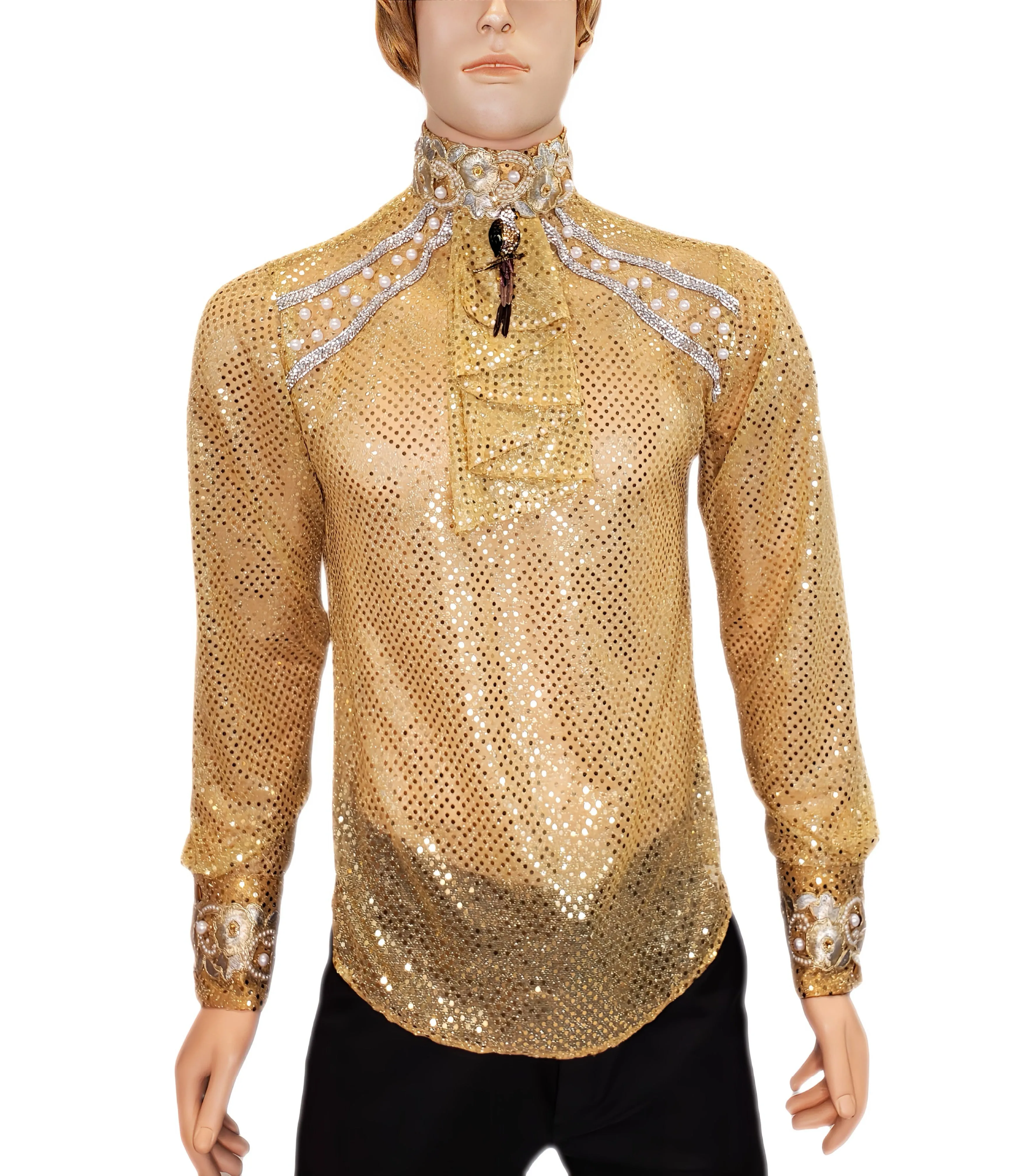 Gold Sequin Button Back Men's Shirt in Sizes S M L XL 2XL 3XL