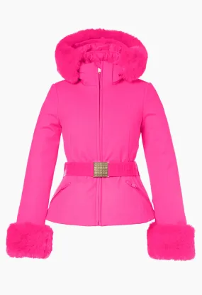 Goldbergh Giselle Pink Ski Jacket with Faux Fur Trimmed Hood  and Cuffs