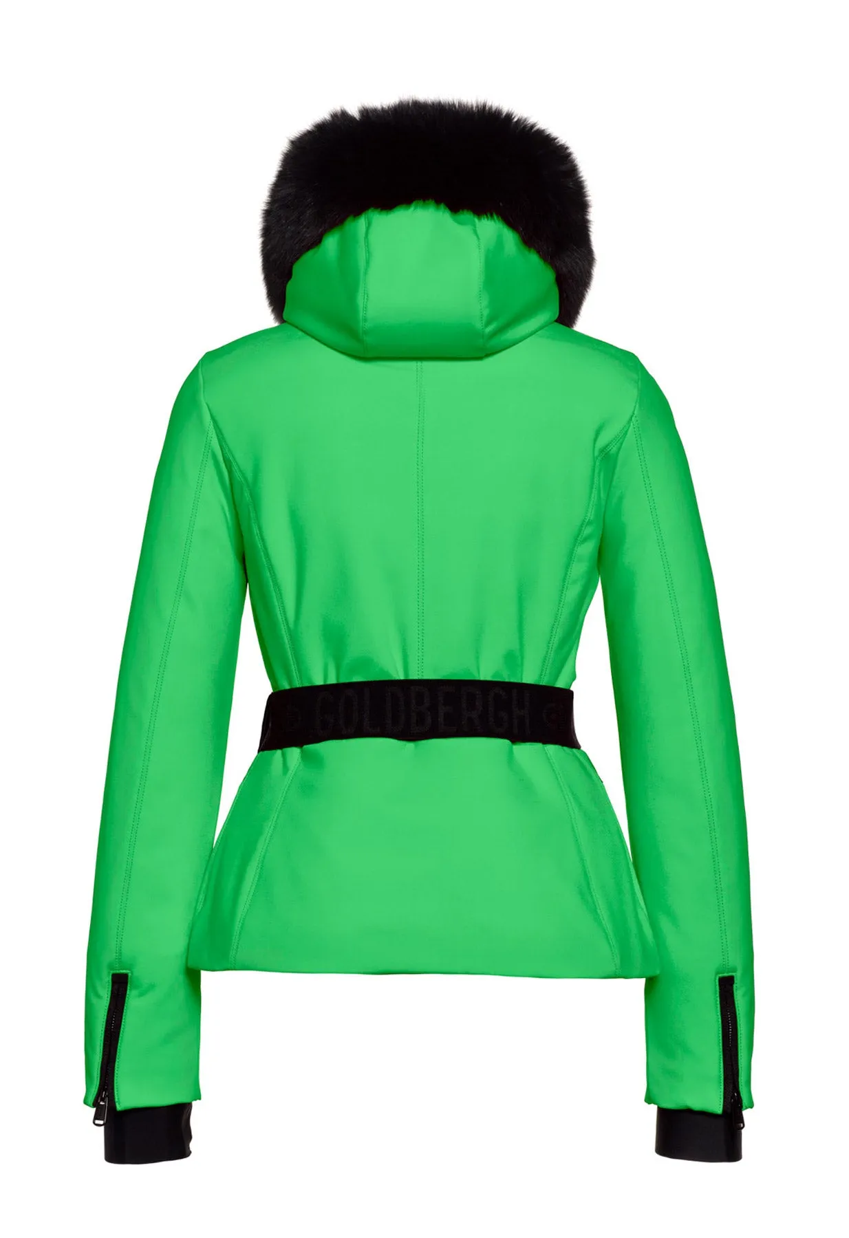 Goldbergh Hida Green Ski Jacket with Faux Fur Trimmed Hood