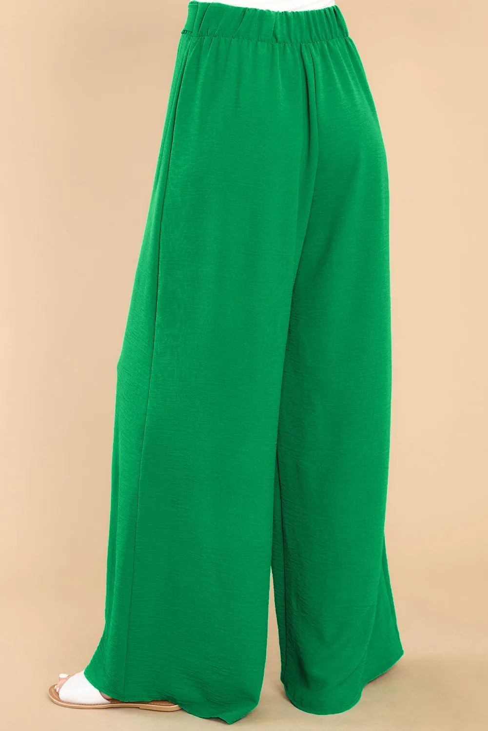 Green High Waist Wide Leg Pants