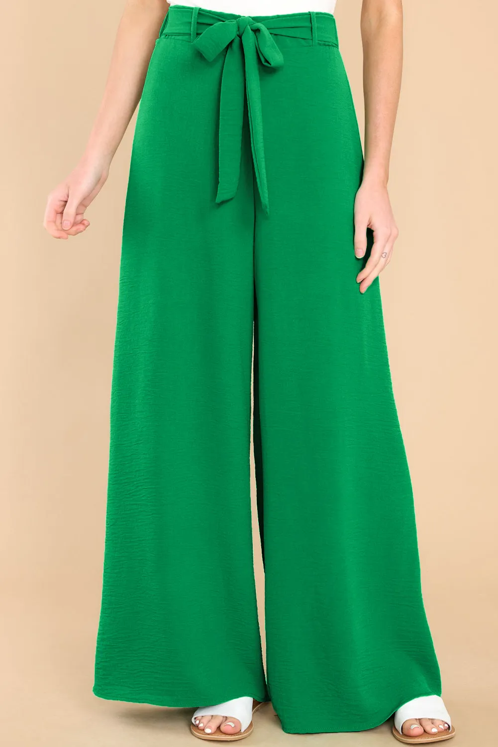 Green High Waist Wide Leg Pants