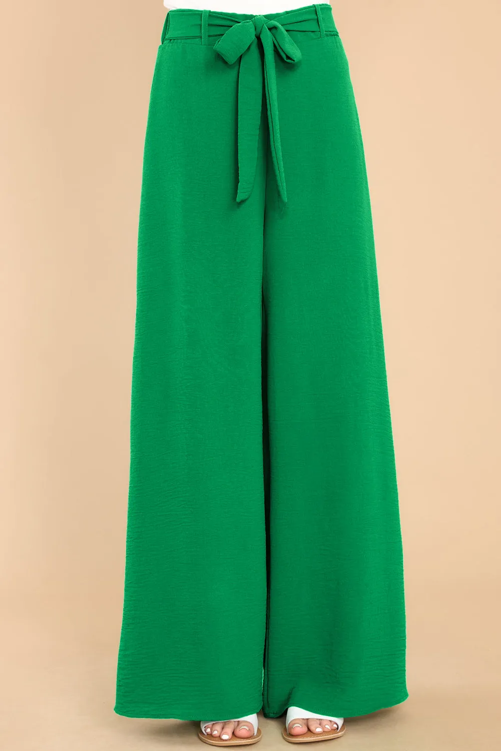 Green High Waist Wide Leg Pants