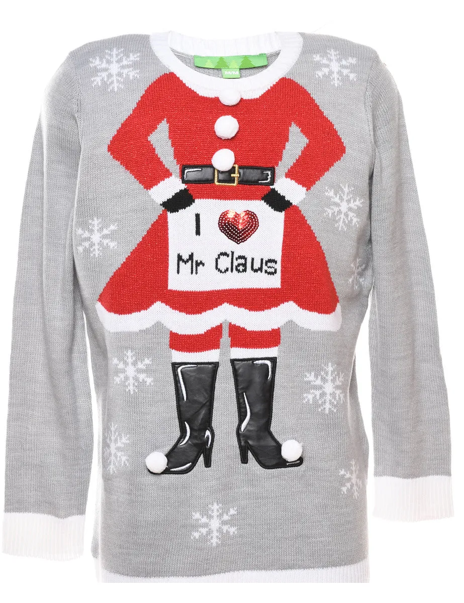 Grey Christmas Jumper - M