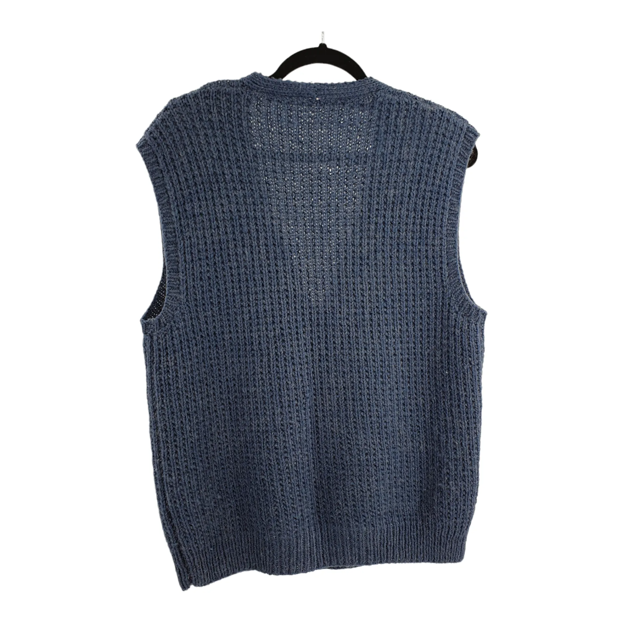 Handmade Blue wool Button up Vest - Medium Large