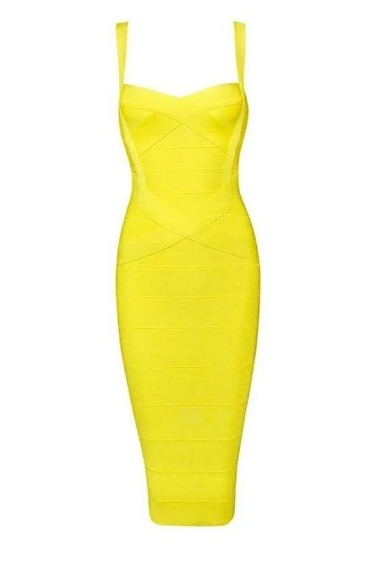 Heidi Bandage Midi Dress - Sun Yellow