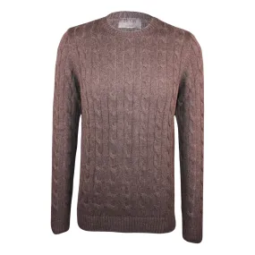 HENRY SARTORIAL Crewneck Cable Jumper CHARCOAL