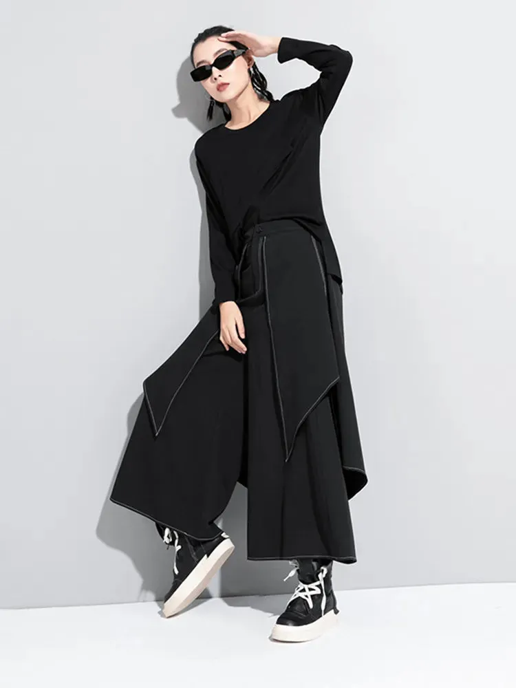 HEYFANCYSTYLE High Waist Black Linen Wide Leg Trousers