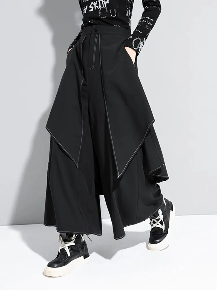 HEYFANCYSTYLE High Waist Black Linen Wide Leg Trousers