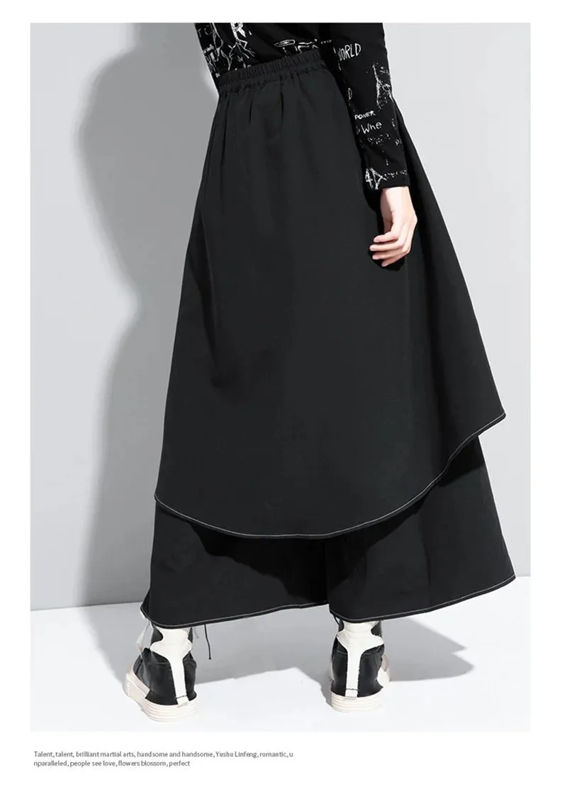 HEYFANCYSTYLE High Waist Black Linen Wide Leg Trousers