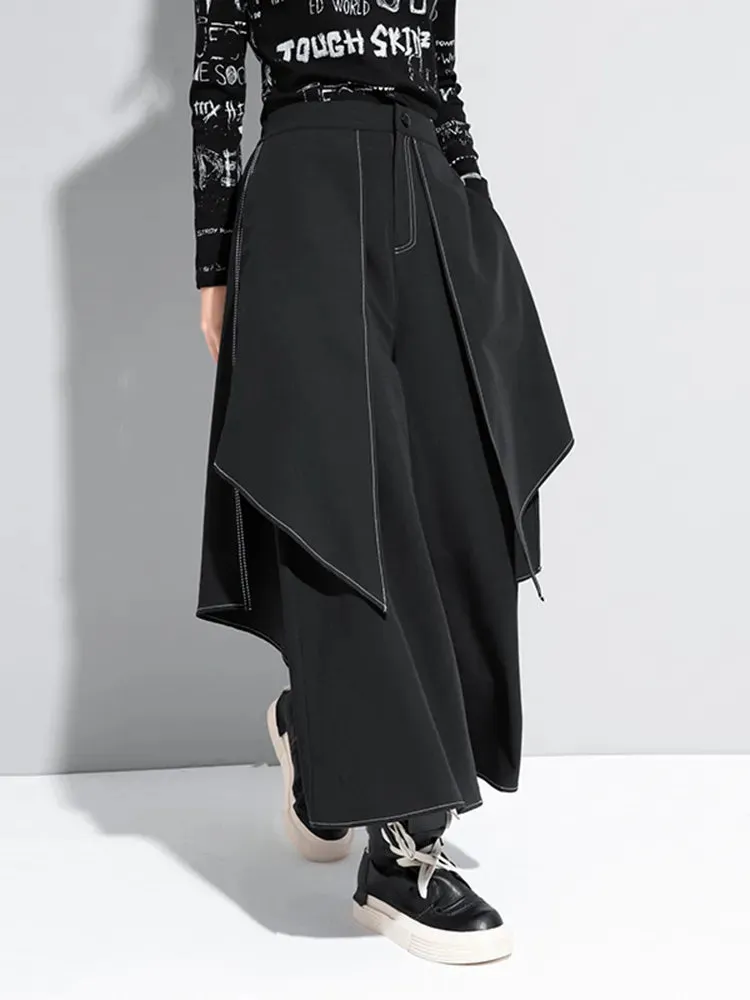 HEYFANCYSTYLE High Waist Black Linen Wide Leg Trousers