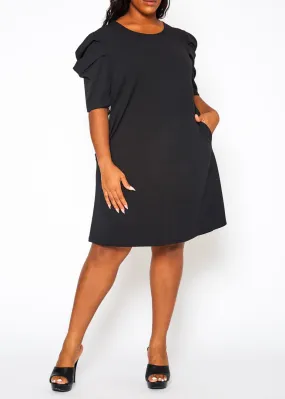 Hi Curvy Plus Size Women Ruffle Short Sleeve Bodycon Dress