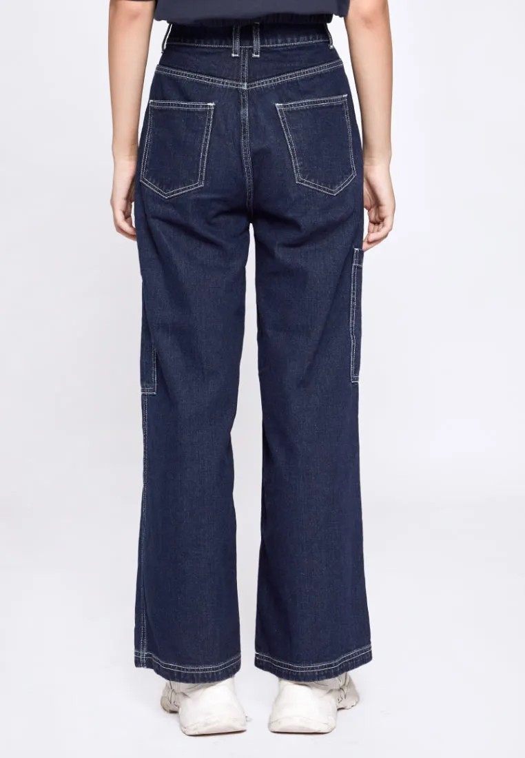 High Waist Colorblock Denim Pants