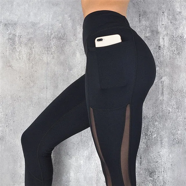 High Waist Fishnet Pocket Leggings