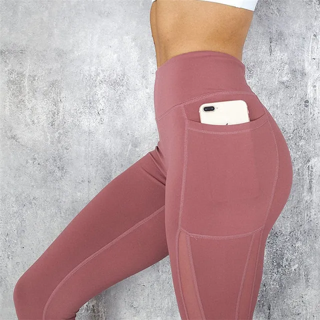 High Waist Fishnet Pocket Leggings