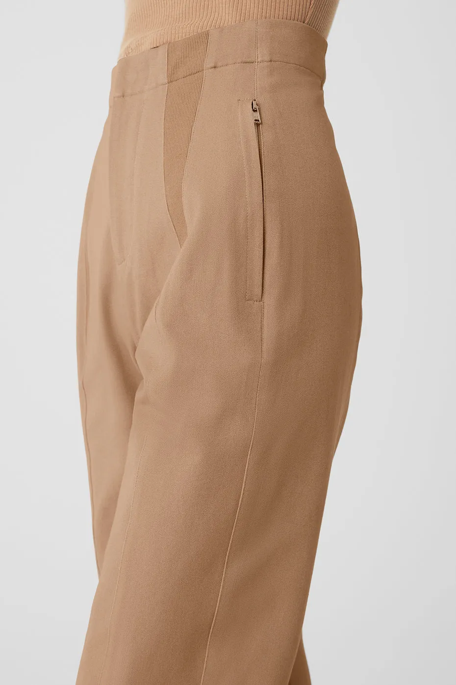 High-Waist On Point Moto Trouser - Toasted Almond