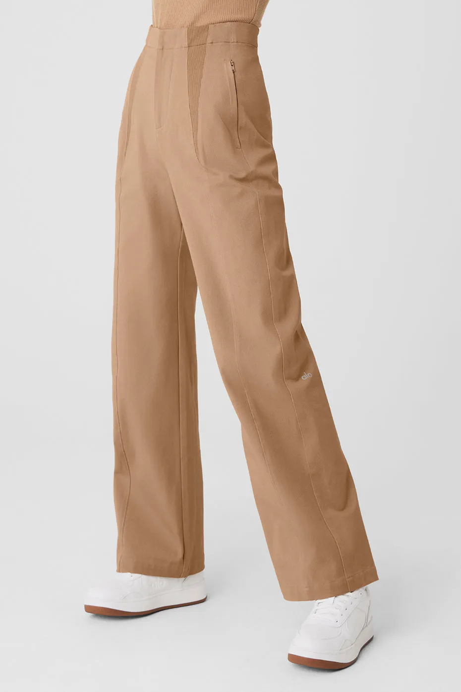 High-Waist On Point Moto Trouser - Toasted Almond