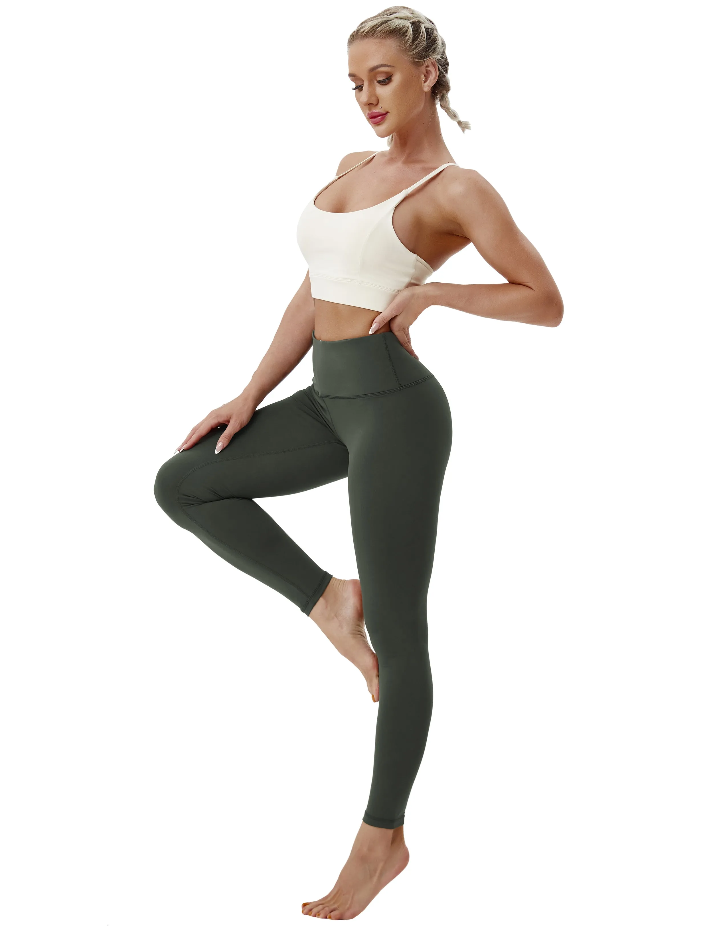 High Waist Pilates Pants olivegray_Pilates