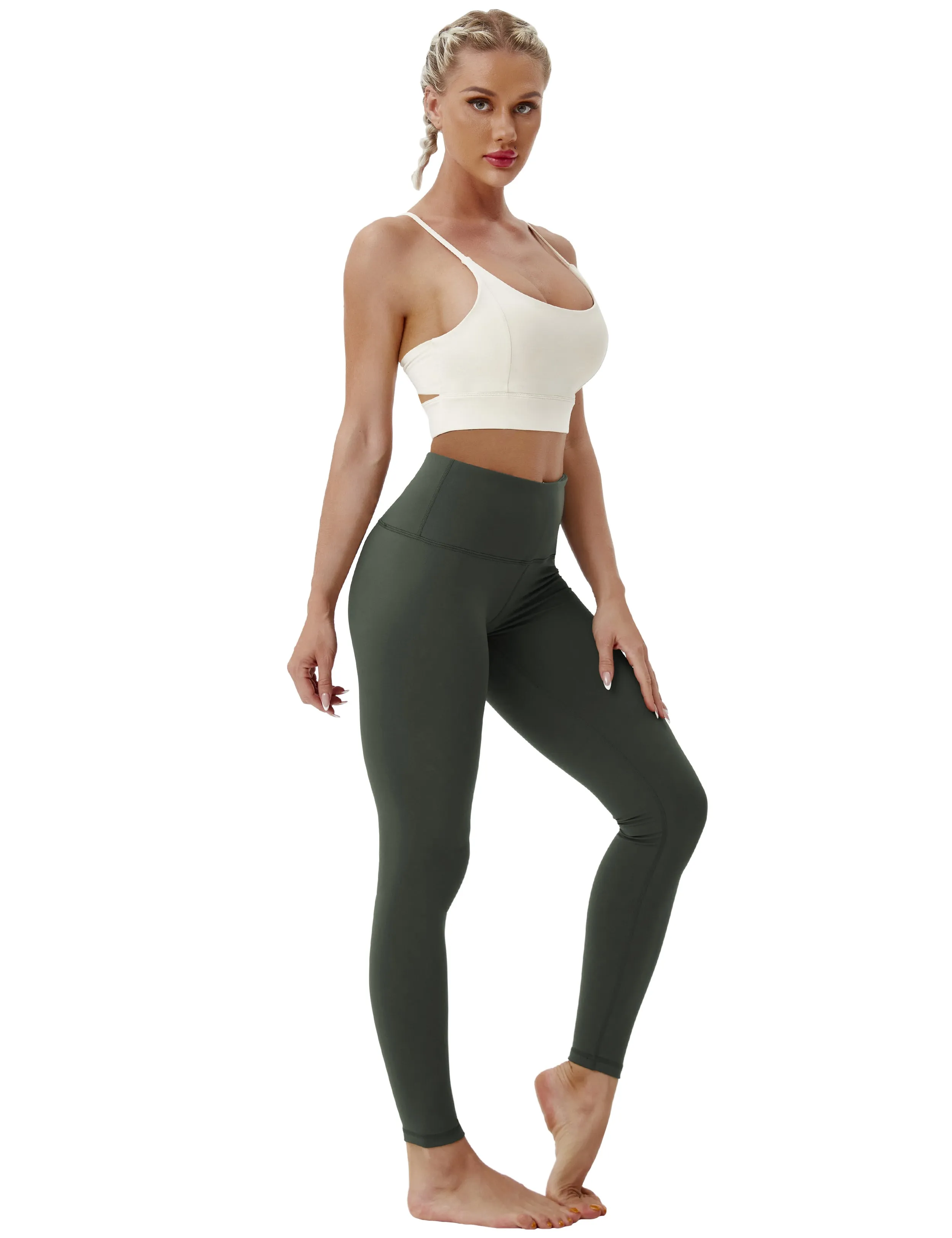 High Waist Pilates Pants olivegray_Pilates