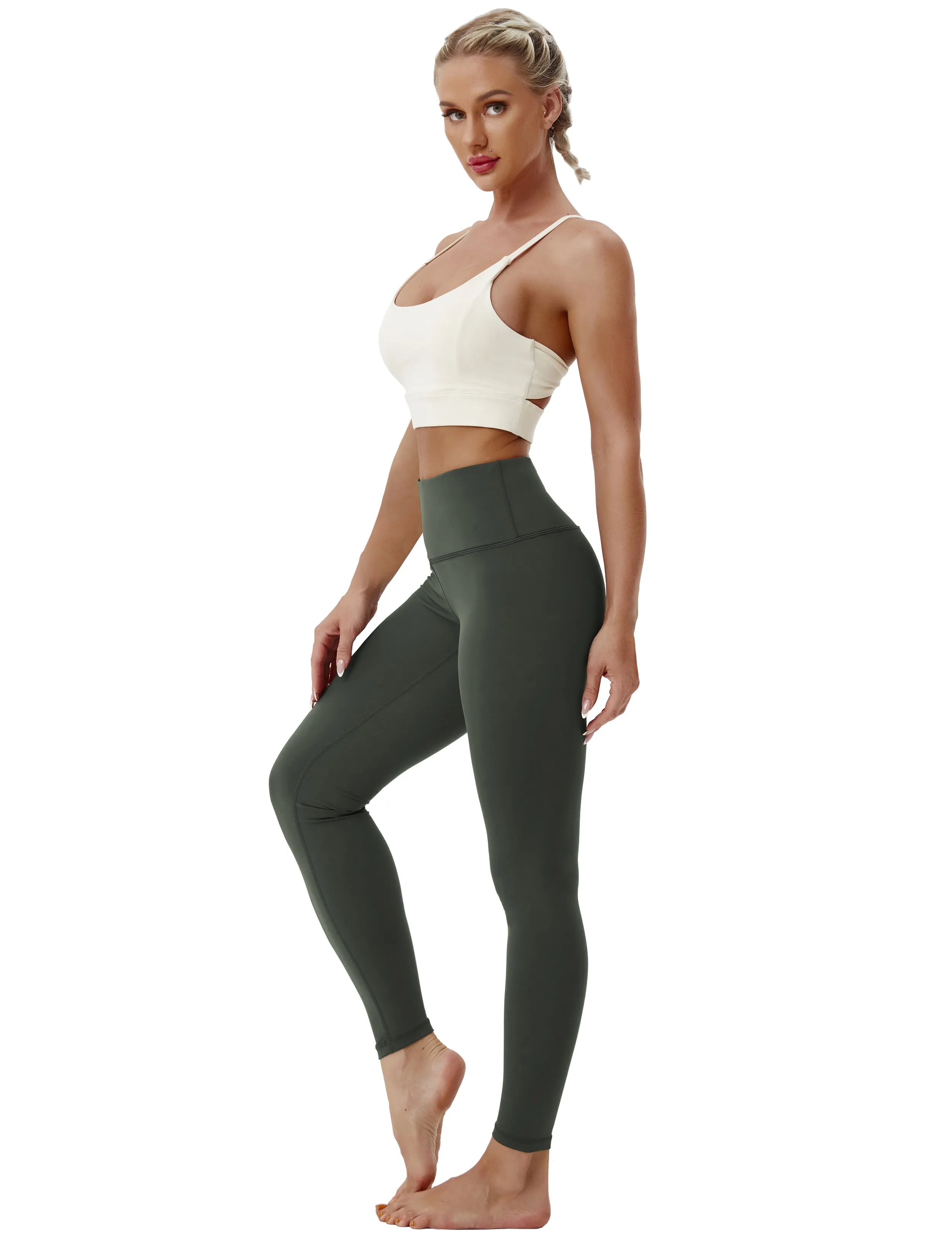 High Waist Pilates Pants olivegray_Pilates