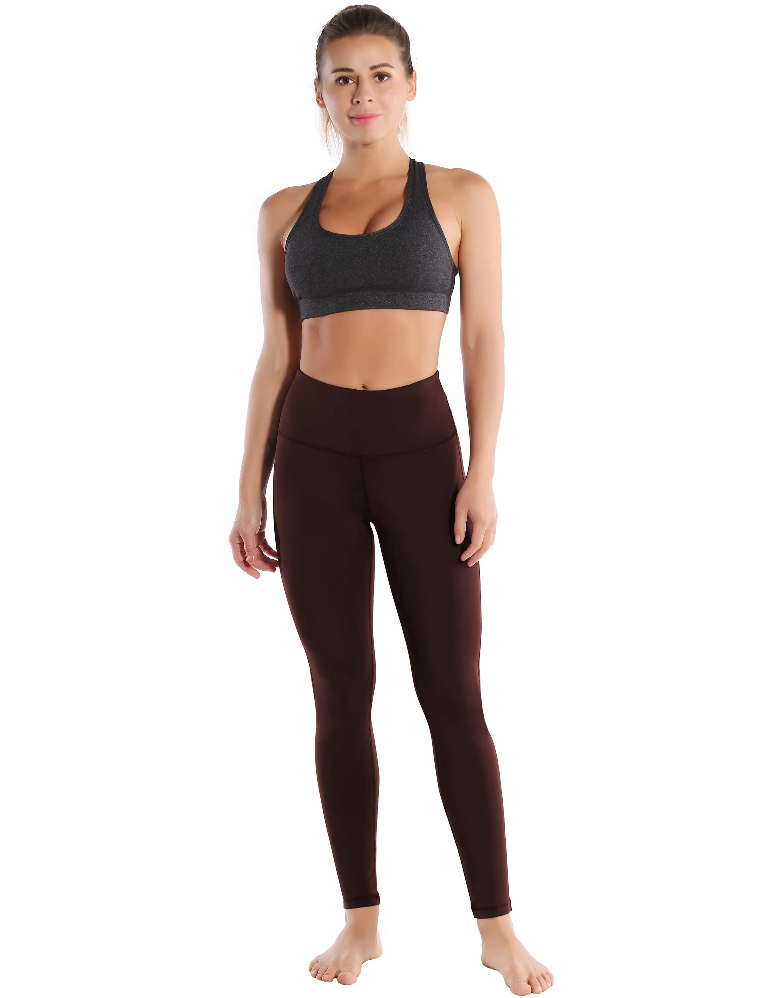 High Waist Side Line Gym Pants mahoganymaroon_Gym