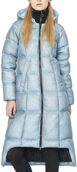 Honeycomb-Mesh Puffer Down Coat, Light Blue