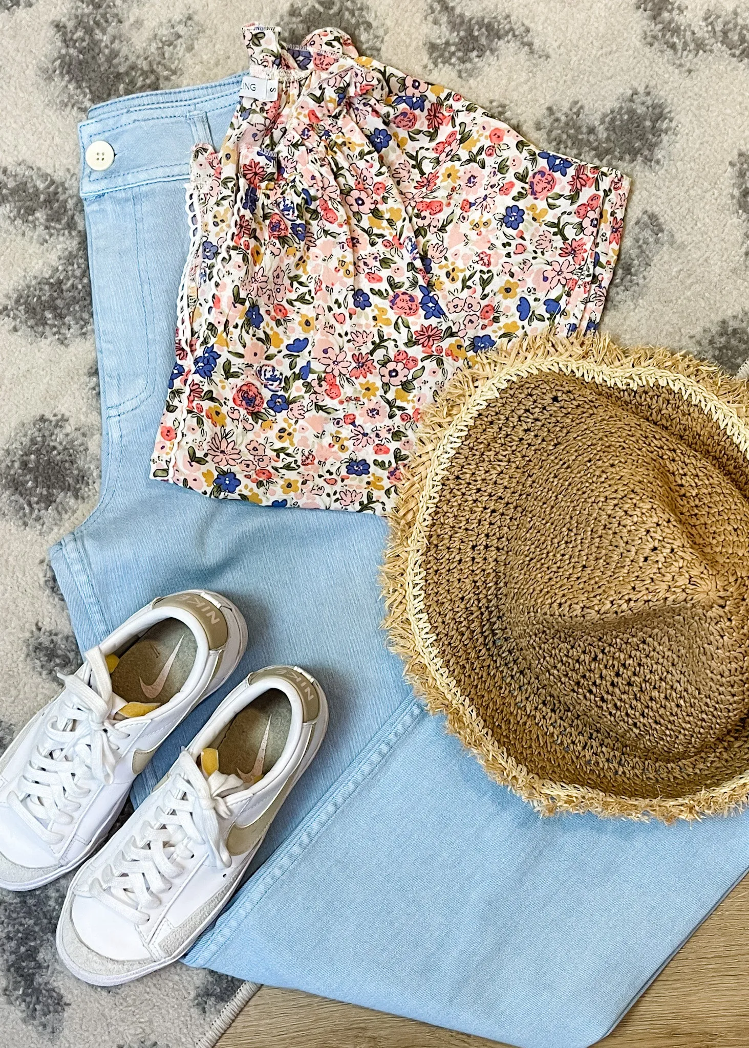 Hydrangea, High Rise Wide Leg Jeans, Pale Blue