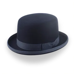 Iconic Flat Top Bowler Hat in Dark Navy Blue Fur Felt | The Oddjob