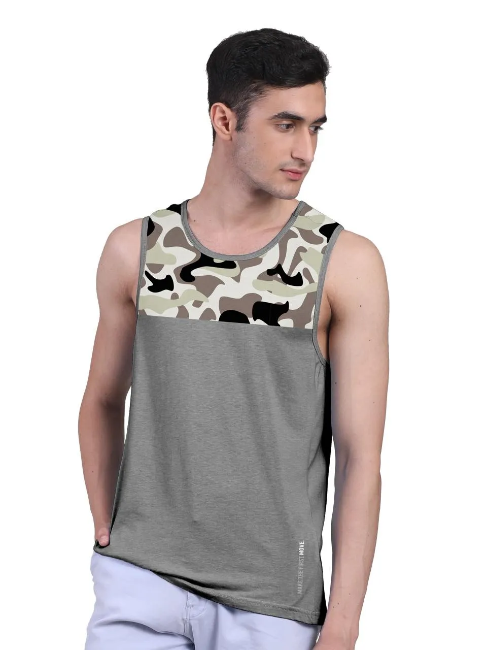 Iron Charcoal Active Vest Front Yoke Camouflage Regular Organic Bamboo Vest - Active Fit (Pack Of 1)