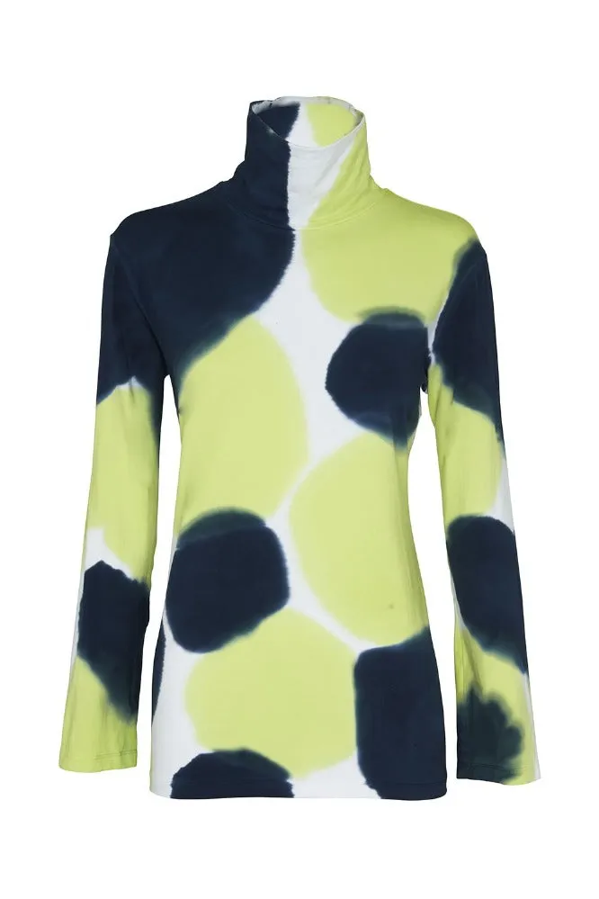 Kat Turtle Neck Top Navy/Lime Green