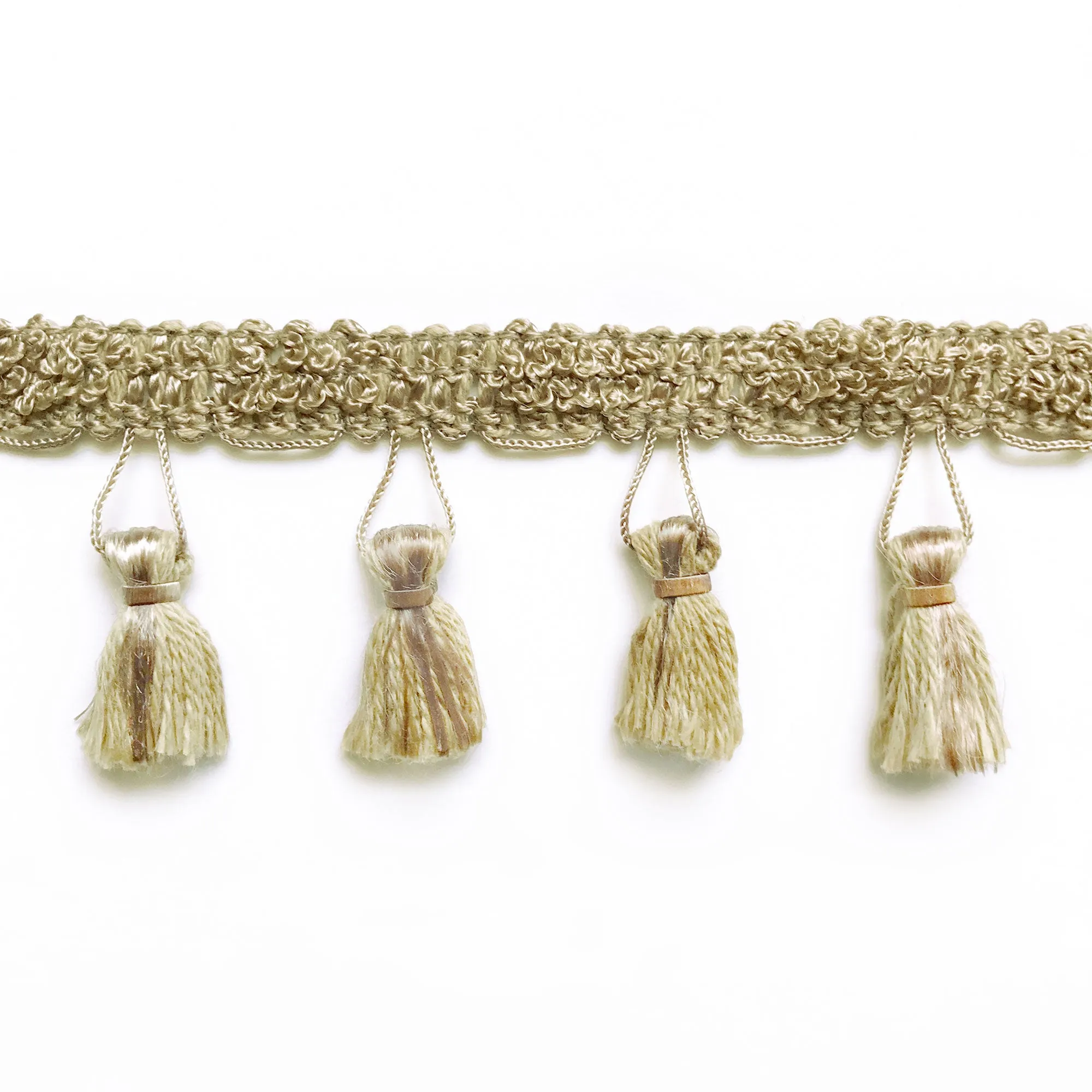 Khaki and Tan High Quality Decorative Tassel Trim by the yard