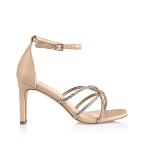 Kisha Strappy Heeled Sandals - Nude/Silver