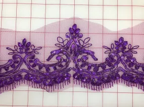 Lace Trim - Border Lace Purple with Sequins